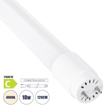 GLOBOSTAR® TUBOR 99113 Λάμπα T8 G13 Τύπου Φθορίου 120cm LED 18W 3060lm 300° AC 220-240V IP20 Φυσικό Λευκό 4500K - Lumileds SMD Chip - Λευκό Γαλακτερό - Μ120 x Π2.6 x Υ2.6cm - 3 Χρόνια Εγγύηση