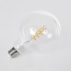GloboStar® 99137 Λάμπα LED  Soft S Spiral Filament E27 G125 Γλόμπος 4W 300lm 360° AC 220-240V IP20 Φ12.5 x Υ18cm Θερμό Λευκό 2700K με Διάφανο Γυαλί Dimmable - 3 Χρόνια Εγγύηση