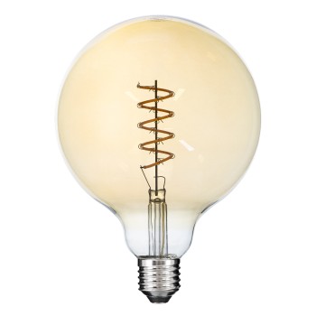 GLOBOSTAR® BUBBLE 99138 Λάμπα E27 G125 LED 4W 280lm 360° AC 220-240V IP20 Ultra Θερμό Λευκό 2200K Dimmable - Soft S Spiral Filament Chip - Μελί - Μ12.5 x Π12.5 x Υ18cm - 3 Χρόνια Εγγύηση