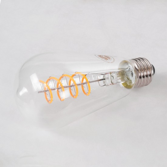 GloboStar® 99143 Λάμπα LED Soft S Spiral Filament E27 ST64 Αχλάδι 4W 300lm 360° AC 220-240V IP20 Φ6.4 x Υ14cm Θερμό Λευκό 2700K με Διάφανο Γυαλί - Dimmable - 3 Χρόνια Εγγύηση GloboStar® 99143 Λάμπα LED Soft S Spiral Filament E27 ST64 Αχλάδι 4W 300lm 360° AC 220-240V IP20 Φ6.4 x Υ14cm Θερμό Λευκό 2700K με Διάφανο Γυαλί - Dimmable - 3 Χρόνια Εγγύηση