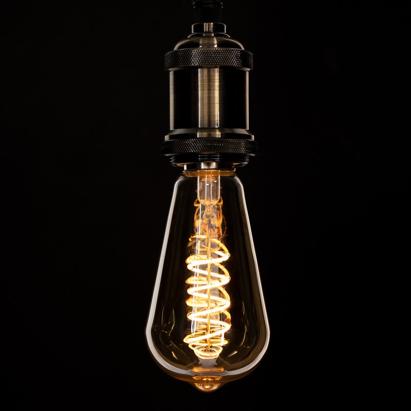 GloboStar® 99144 Λάμπα LED Soft S Spiral Filament E27 ST64 Αχλάδι 4W 280lm 360° AC 220-240V IP20 Φ6.4 x Υ14cm Ultra Θερμό Λευκό 2200K με Μελί Γυαλί - Dimmable - 3 Χρόνια Εγγύηση