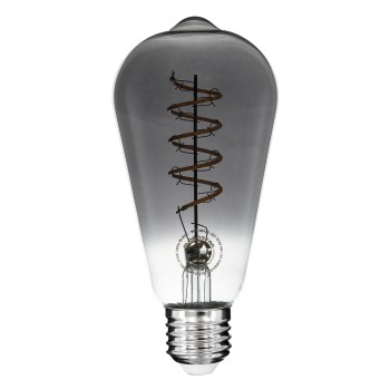 GLOBOSTAR® PEAR 99145 Λάμπα E27 ST64 LED 4W 280lm 360° AC 220-240V IP20 Θερμό Λευκό 2700K Dimmable - Soft S Spiral Filament Chip - Μαύρο Φιμέ - Μ6.4 x Π6.4 x Υ14cm - 3 Χρόνια Εγγύηση