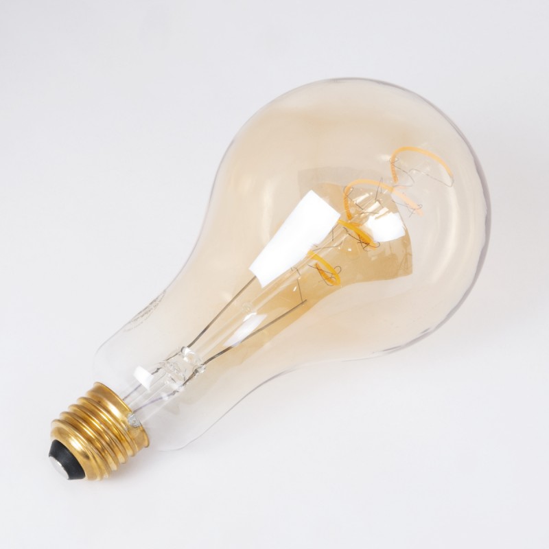 GloboStar® 99164 Λάμπα LED Soft S Spiral Filament E27 PS30 CHERRY Γλόμπος 4W 280lm 360° AC 220-240V IP20 Φ9.5 x Υ13.4cm Ultra Θερμό Λευκό 2200K με Μελί Γυαλί Dimmable - 3 Χρόνια Εγγύηση