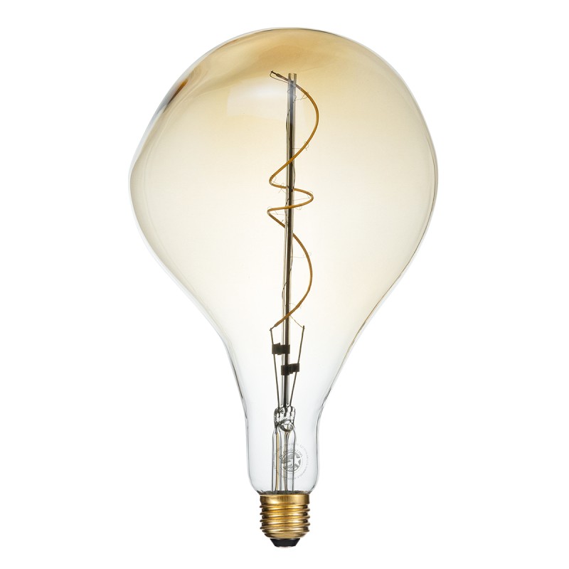 GloboStar® 99175 Λάμπα LED Soft S Spiral Filament E27 R170 ROCK Γλόμπος 4W 280lm 360° AC 220-240V IP20 Φ16.5 x Υ28cm Ultra Θερμό Λευκό 2200K με Μελί Γυαλί Dimmable - 3 Χρόνια Εγγύηση