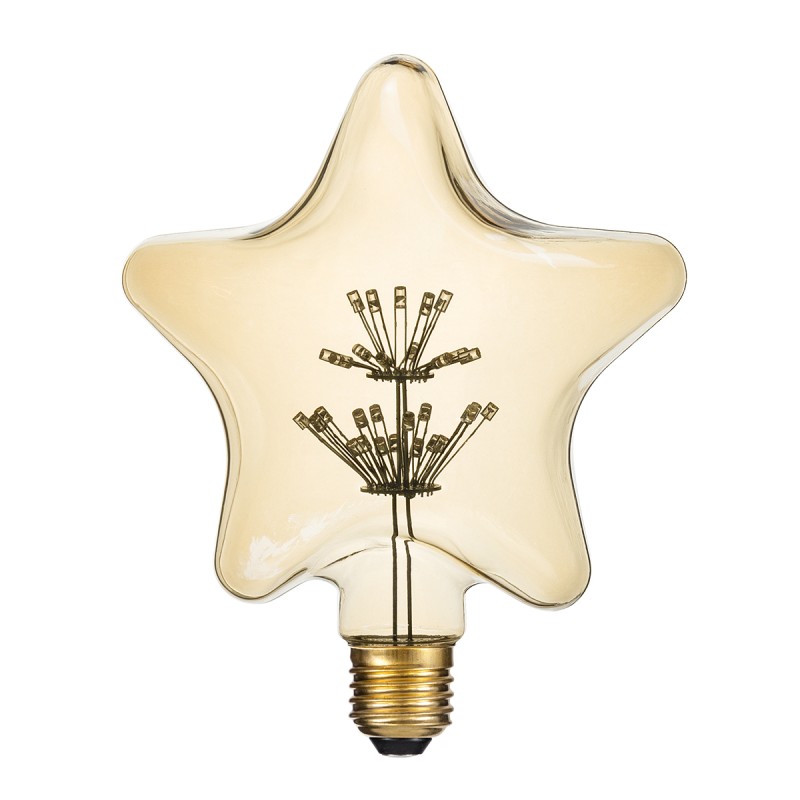 GloboStar® 99207 Λάμπα LED MTX Diode HP E27 S125 STAR Γλόμπος 1W 70lm 360° AC 220-240V IP20 Μ15 x Π6 x Υ16cm Ultra Θερμό Λευκό 2200K με Μελί Γυαλί - 3 Χρόνια Εγγύηση