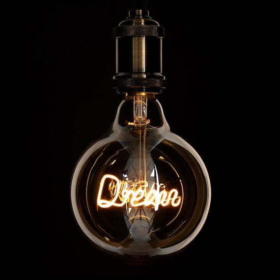 GloboStar® 99255 Λάμπα LED Ultra Thin Soft S Spiral Letter Filament E27 G125 DREAM Γλόμπος 2.4W 204lm 360° AC 220-240V IP20 Φ12.5 x Υ18cm Ultra Θερμό Λευκό 2200K με Μελί Γυαλί - Dimmable - 3 Years Warranty
