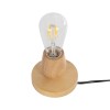 GloboStar® Round 99402 Μοντέρνο Ξύλινο Επιτραπέζιο Φωτιστικό Πορτατίφ Λαμπατέρ με Ντουί E27 Μονόφωτο Στρόγγυλο Μπεζ - Φυσικός Άχρωμος Δρυς με 1.8m καλώδιο και διακόπτη Φ12 x Υ10cm