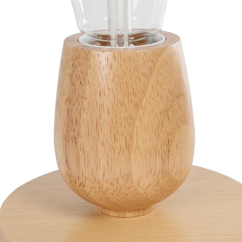 GloboStar® Round 99402 Μοντέρνο Ξύλινο Επιτραπέζιο Φωτιστικό Πορτατίφ Λαμπατέρ με Ντουί E27 Μονόφωτο Στρόγγυλο Μπεζ - Φυσικός Άχρωμος Δρυς με 1.8m καλώδιο και διακόπτη Φ12 x Υ10cm