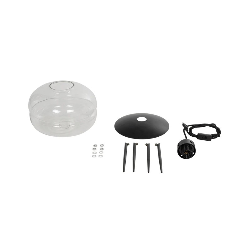 GLOBOSTAR® JAVAN 999-0036 Μοντέρνο Επιτραπέζιο Φωτιστικό Πορτατίφ με Ντουί 1 x E27 AC 220-240V IP20 - Διάφανο & Μαύρο - Μ30 x Π30 x Υ40cm