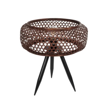 GLOBOSTAR® ZORION 999-0040 Vintage Επιτραπέζιο Φωτιστικό Πορτατίφ με Ντουί 1 x E27 AC 220-240V IP20 - Καφέ & Μαύρο - Μ40 x Π40 x Υ43.5cm