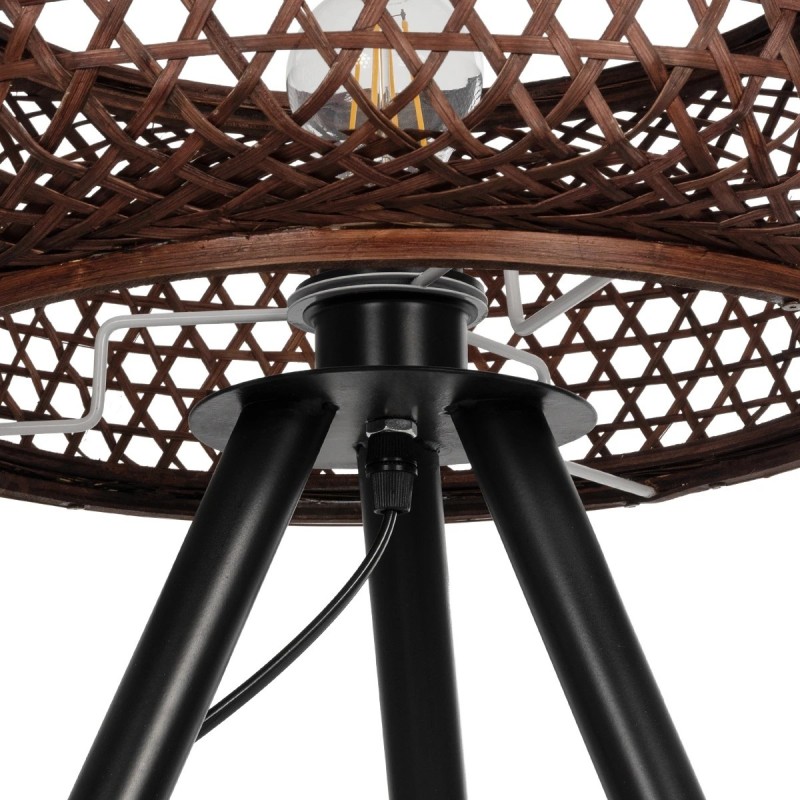 GloboStar® ZORION 999-0040 Vintage Επιτραπέζιο Φωτιστικό Πορτατίφ Μονόφωτο 1 x E27 IP20 Καφέ Ξύλο με Μαύρο Μέταλλο - Μ40 x Π40 x Υ43.5cm