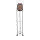 GloboStar® CURACAO 999-0041 Μοντέρνο Επιδαπέδιο Φωτιστικό Μονόφωτο 1 x E27 IP20 Μαύρο Μέταλλο με Καφέ Ξύλο - Μ30 x Π30 x Υ165cm