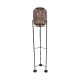 GloboStar® CURACAO 999-0041 Μοντέρνο Επιδαπέδιο Φωτιστικό Μονόφωτο 1 x E27 IP20 Μαύρο Μέταλλο με Καφέ Ξύλο - Μ30 x Π30 x Υ165cm