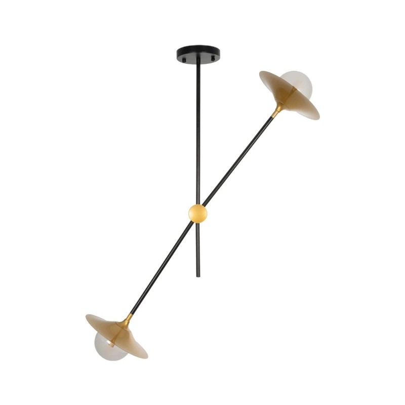GLOBOSTAR® JOLIET 999-0043 Μοντέρνο Φωτιστικό Οροφής με Ντουί 2 x G9 AC 220-240V IP20 - Μαύρο & Χρυσό - Μ93 x Π20 x Υ106cm
