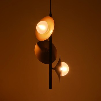 GLOBOSTAR® JOLIET 999-0046 Μοντέρνο Κρεμαστό Φωτιστικό Οροφής με Ντουί 3 x G9 AC 220-240V IP20 - Μαύρο & Χρυσό - Μ27 x Π27 x Y62cm