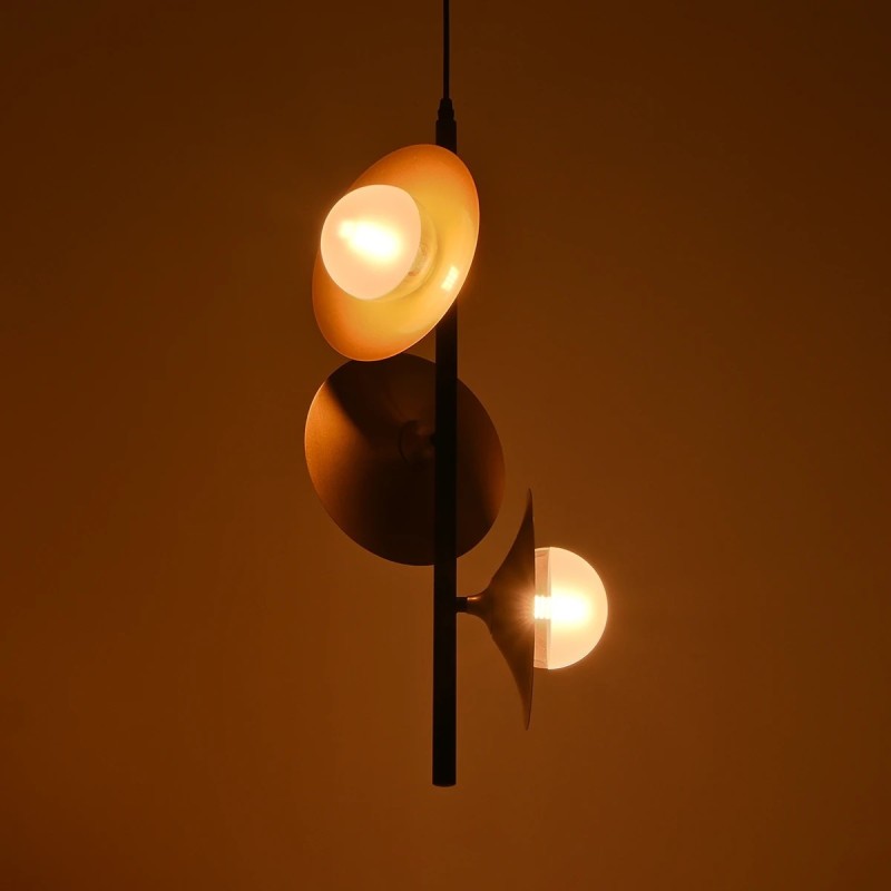 GLOBOSTAR® JOLIET 999-0046 Μοντέρνο Κρεμαστό Φωτιστικό Οροφής με Ντουί 3 x G9 AC 220-240V IP20 - Μαύρο & Χρυσό - Μ27 x Π27 x Y62cm