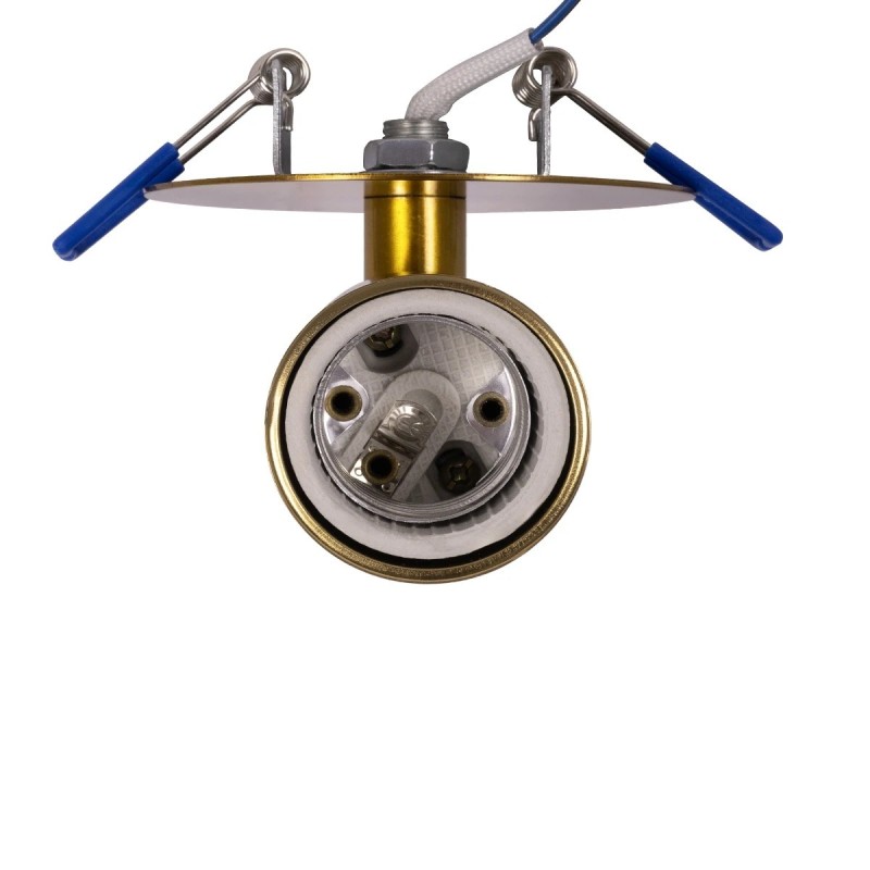 GloboStar® SARA 999-0061 Χωνευτό Φωτιστικό Οροφής Σποτ Μονόφωτο 1 x E27 IP20 Χρυσό Μέταλλο - Μ8,5 x Π8,5 x Υ11cm