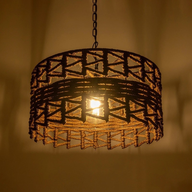 GLOBOSTAR® VERA 999-0069 Boho Κρεμαστό Φωτιστικό Οροφής με Ντουί 1 x E27 AC 220-240V IP20 - Καφέ - Μ50 x Π50 x Υ25cm