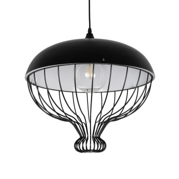 GLOBOSTAR® SOBRINO 999-0112 Vintage Κρεμαστό Φωτιστικό Οροφής με Ντουί 1 x E27 AC 220-240V IP20 - Μαύρο - Μ45 x Π45 x Υ45cm