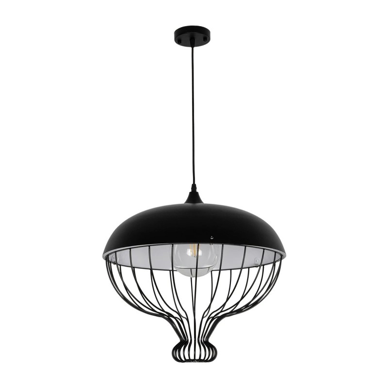 GLOBOSTAR® SOBRINO 999-0112 Vintage Κρεμαστό Φωτιστικό Οροφής με Ντουί 1 x E27 AC 220-240V IP20 - Μαύρο - Μ45 x Π45 x Υ45cm