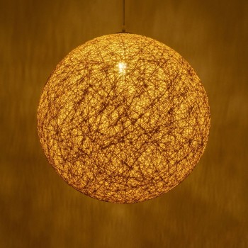 GLOBOSTAR® OCEANA 999-0155 Boho Κρεμαστό Φωτιστικό Οροφής με Ντουί 1 x E27 AC 220-240V IP20 - Μπεζ & Χρυσό - Μ60 x Π60 x Υ60cm