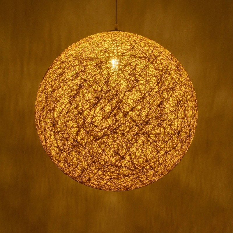 GLOBOSTAR® OCEANA 999-0155 Boho Κρεμαστό Φωτιστικό Οροφής με Ντουί 1 x E27 AC 220-240V IP20 - Μπεζ & Χρυσό - Μ60 x Π60 x Υ60cm