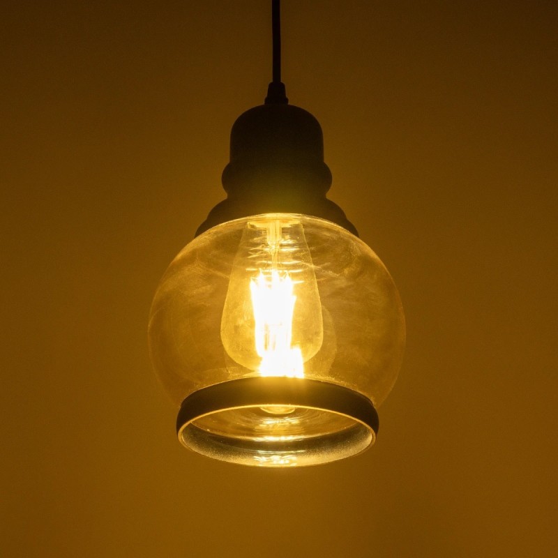 GLOBOSTAR® OLIVER 999-0186 Vintage Κρεμαστό Φωτιστικό Οροφής με Ντουί 1 x E27 AC 220-240V IP20 - Μελί & Μαύρο - Μ16 x Π16 x Υ25cm