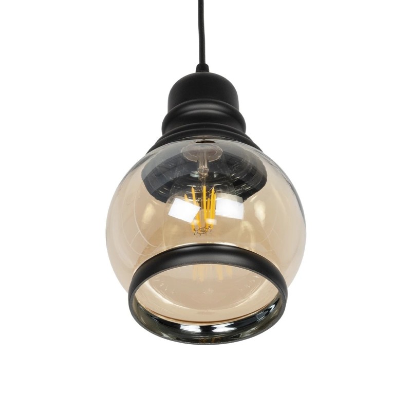 GLOBOSTAR® OLIVER 999-0186 Vintage Κρεμαστό Φωτιστικό Οροφής με Ντουί 1 x E27 AC 220-240V IP20 - Μελί & Μαύρο - Μ16 x Π16 x Υ25cm