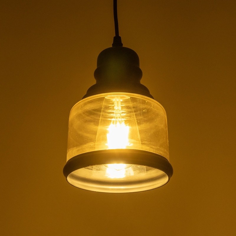 GLOBOSTAR® OLIVER 999-0187 Vintage Κρεμαστό Φωτιστικό Οροφής με Ντουί 1 x E27 AC 220-240V IP20 - Μελί & Μαύρο - Μ15 x Π15 x Υ21.5cm