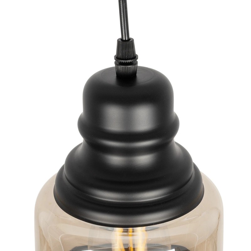 GLOBOSTAR® OLIVER 999-0187 Vintage Κρεμαστό Φωτιστικό Οροφής με Ντουί 1 x E27 AC 220-240V IP20 - Μελί & Μαύρο - Μ15 x Π15 x Υ21.5cm