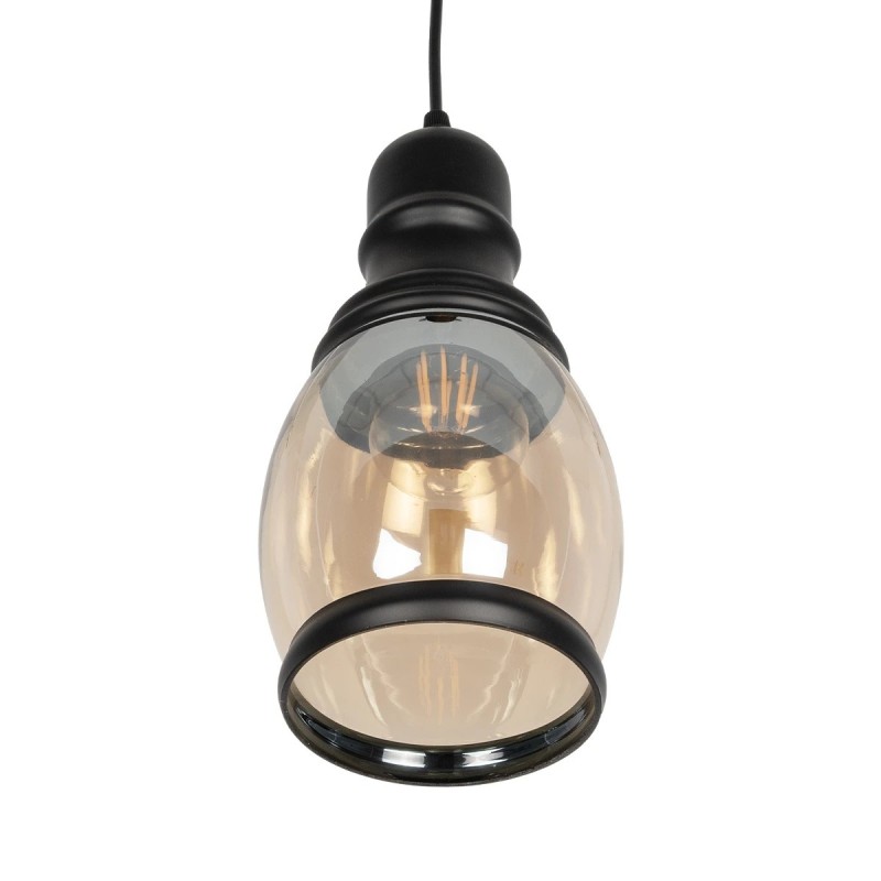 GLOBOSTAR® OLIVER 999-0188 Vintage Κρεμαστό Φωτιστικό Οροφής με Ντουί 1 x E27 AC 220-240V IP20 - Μελί & Μαύρο - Μ14 x Π14 x Υ30cm