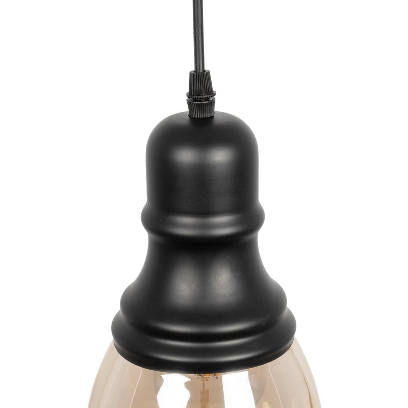 GLOBOSTAR® OLIVER 999-0188 Vintage Κρεμαστό Φωτιστικό Οροφής με Ντουί 1 x E27 AC 220-240V IP20 - Μελί & Μαύρο - Μ14 x Π14 x Υ30cm