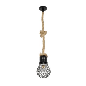 GLOBOSTAR® URBAN 999-0191 Vintage Κρεμαστό Φωτιστικό Οροφής με Ντουί 1 x E27 AC 220-240V IP20 - Μαύρο & Μπεζ - Μ15 x Π15 x Υ80cm