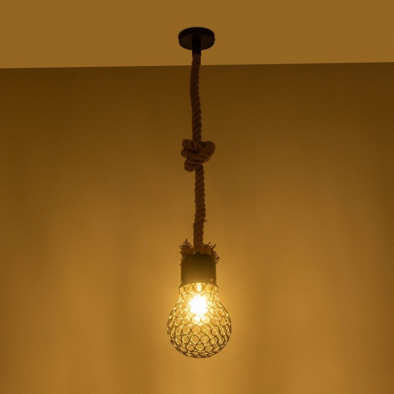 GLOBOSTAR® URBAN 999-0191 Vintage Κρεμαστό Φωτιστικό Οροφής με Ντουί 1 x E27 AC 220-240V IP20 - Μαύρο & Μπεζ - Μ15 x Π15 x Υ80cm