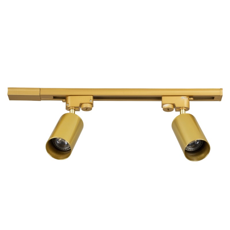 GloboStar® LEO 60358 Μοντέρνο Φωτιστικό Οροφής Ράγα Δίφωτο 2 x GU10 IP20 Χρυσό Αλουμίνιο - Μ50.5 x Π6 x Υ20cm - 5 Χρόνια Εγγύηση