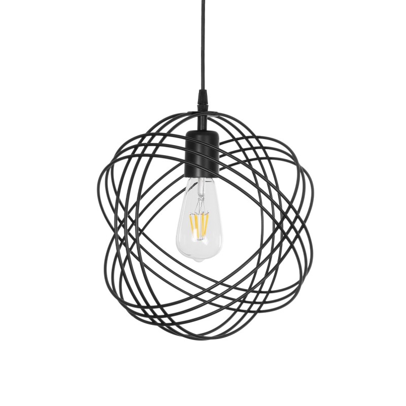 GloboStar® GLOWN 201-0023 Μοντέρνο Κρεμαστό Φωτιστικό Πλέγμα Μονόφωτο 1 x E27 IP20 Μαύρο & Χάλκινο Μέταλλο -  Μ30x Π30 x Υ70cm