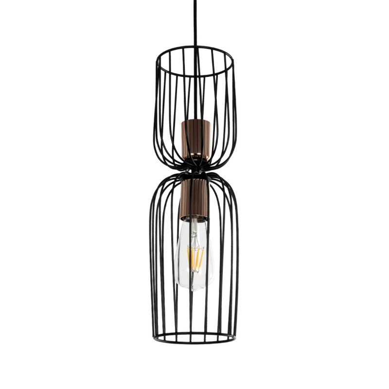 GLOBOSTAR® LAVERA 201-0124 Vintage Κρεμαστό Φωτιστικό Οροφής με Ντουί 1 x E27 AC 220-240V IP20 - Μπρονζέ & Μαύρο - Μ14 x Π14 x Υ44cm