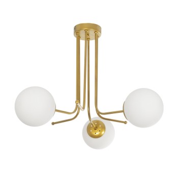 GLOBOSTAR® SHINY 201-0028 Vintage Φωτιστικό Οροφής με Ντουί 3 x E27 AC 220-240V IP20 - Λευκό & Χρυσό - Μ70 x Π70 x Υ16cm