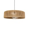 GloboStar® KYCLOS 203-0044 Boho Κρεμαστό Φωτιστικό Καπέλο Μονόφωτο 1 x E27 IP20 Μπέζ Rattan - M55 x Π55 x Υ20cm