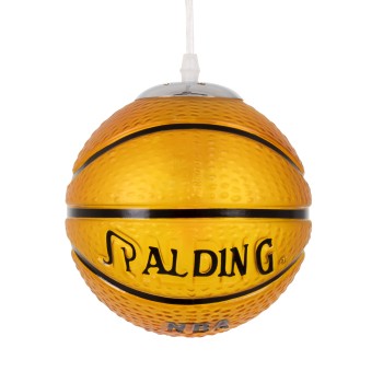 GLOBOSTAR® SPALDING NBA 00645 Παιδικό Κρεμαστό Φωτιστικό Οροφής με Ντουί 1 x E27 AC 220-240V IP20 - Πορτοκαλί & Μαύρο - Μ18 x Π18 x Υ18cm