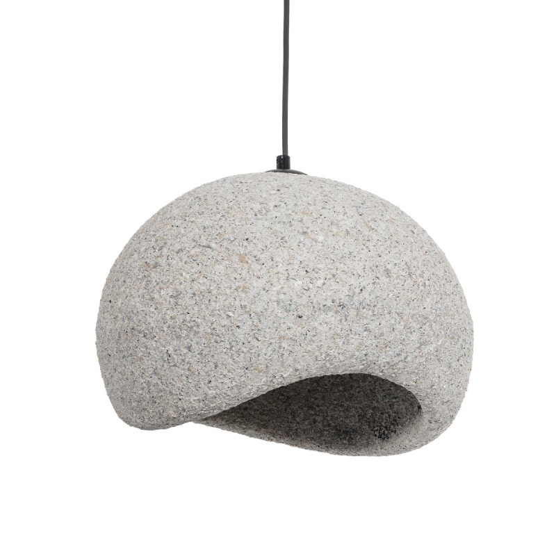 GloboStar® STONE 204-0123 Μοντέρνο Κρεμαστό Φωτιστικό Καμπάνα Μονόφωτο 1 x E27 IP20 Μπεζ Πολυστερίνη με Μπεζ Ρητίνη - Μ31.5 x Π35 x Υ26cm
