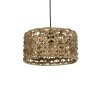 GloboStar® POMEGRANDE 204-0160 Boho Κρεμαστό Φωτιστικό Kαπέλο Μονόφωτο 1 x E27 IP20 Καφέ Rattan - Μ29 x Π29 x Υ16cm