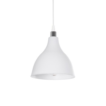 GLOBOSTAR® RADE 203-0126 Μοντέρνο Κρεμαστό Φωτιστικό Οροφής με Ντουί 1 x E27 AC 220-240V IP20 - Λευκό & Ασημί - Μ18.5 x Π18.5 x Υ23cm