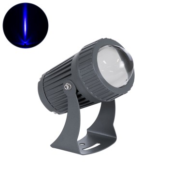 GLOBOSTAR® SPOTFENIA 90136 Αρχιτεκτονικό Σποτ Φωτισμου LED 10W 850lm 5° DC 24V Αδιάβροχο IP65 Μπλε Dimmable - Bridgelux COB Chip - Γκρι Ανθρακί - Μ7 x Π7 x Υ12cm - 3 Χρόνια Εγγύηση