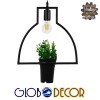 GloboStar® FLOWERPOT 10001209 Μοντέρνο Κρεμαστό Φωτιστικό Ανάρτηση Μονόφωτο 1 x E27 IP20 Μαύρο Μέταλλο με Πράσινο Πλαστικό - Μ34 x Π34 x Y34cm