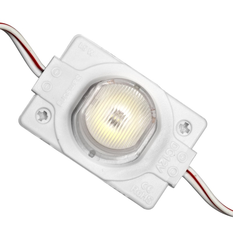 GLOBOSTAR® MODULICO 73708 Module LED 1.5W 180lm 120° DC 12V Αδιάβροχο IP65 1 x SMD3030 Chip Ψυχρό Λευκό 6000K Dimmable - Μ4 x Π3 x Υ1cm - Πακέτο 20 Τεμαχίων - 3 Χρόνια Εγγύηση