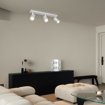 kelvo® SPOTA KLV-101-0139 Κινούμενο Φωτιστικό Σποτ Οροφής για 3 Λάμπες MR16 με Ντουί GU10 AC 220-240V IP20 - Λευκό Ματ - Μ48 x Π6.2 x Υ14cm