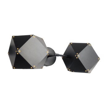 GLOBOSTAR® WELLES 00795 Μοντέρνο Φωτιστικό Τοίχου - Απλίκα με Ντουί 2 x E14 AC 220-240V IP20 - Μαύρο - Μ52 x Π21 x Υ17cm
