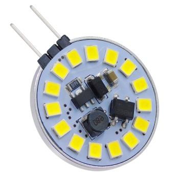GLOBOSTAR® G4SIDE 76104 Λάμπα G4 LED 3W 330lm 120° DC 12-24V IP20 Ψυχρό Λευκό 6000K Dimmable - Sanan SMD Chip - Side Pin - Μ2.9 x Π2.9 x Υ0.8cm - 2 Χρόνια Εγγύηση