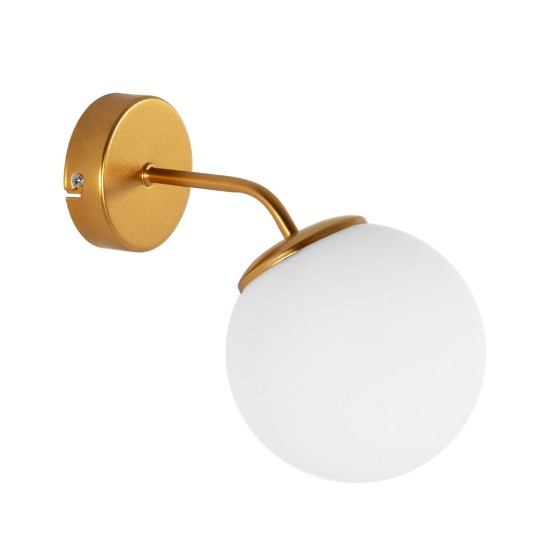 GloboStar® DALPH 203-0033 Vintage Επιτοίχιο Φωτιστικό Απλίκα Μονόφωτο 1 x E27 IP20 Χρυσό Μέταλλο με Λευκό Γυαλί - M15 x Π18 x Υ22.5cm GloboStar® DALPH 203-0033 Vintage Επιτοίχιο Φωτιστικό Απλίκα Μονόφωτο 1 x E27 IP20 Χρυσό Μέταλλο με Λευκό Γυαλί - M15 x Π18 x Υ22.5cm